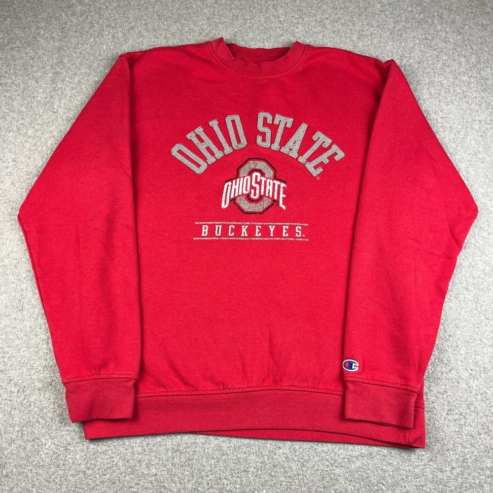 Ohio State Buckeyes Swetshirt Mens Medium Logo Crewneck Scarlet Champion Red